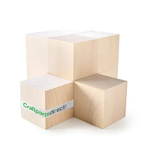 1.5 inch Wood Blocks | Natural Unfinished Craft Wooden Cubes -by CraftpartsDirect | Bag of 10
