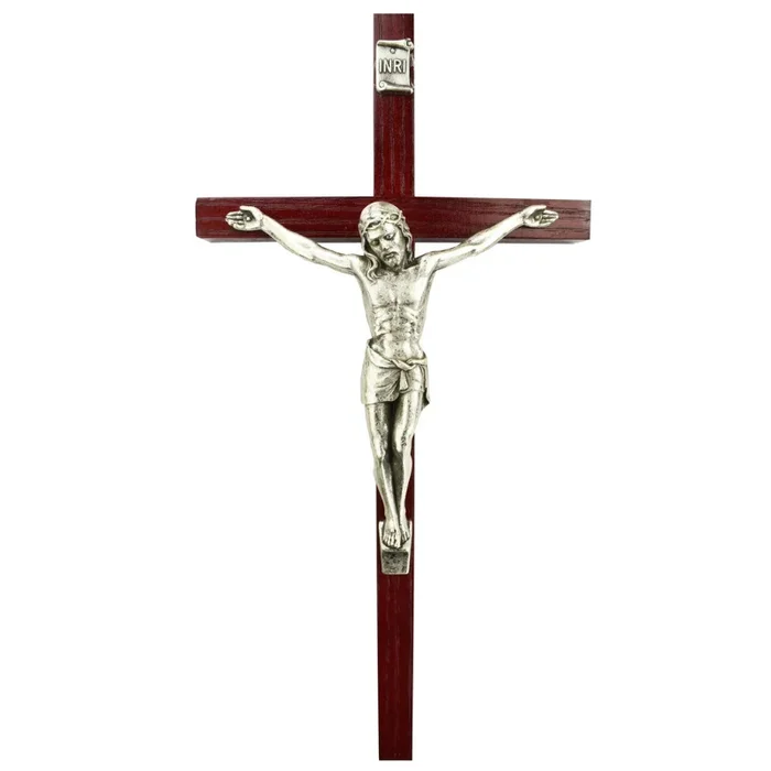 10″ H Cherry Stained Crucifix