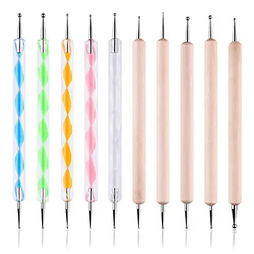 10 pc 2 Way Dotting Pen Tool Nail Art Tip Dot Paint Manicure kit, Embossing Stylus for Painting