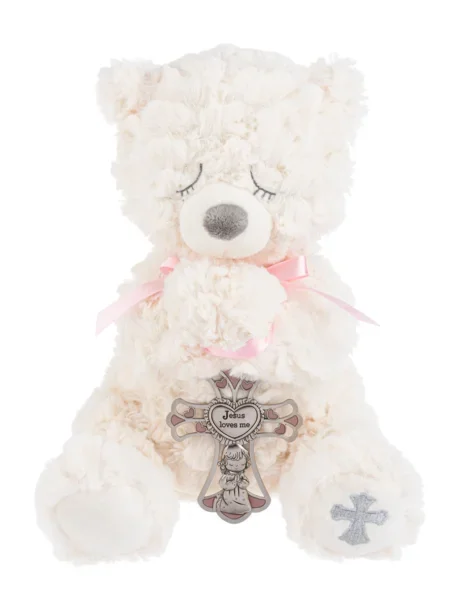 11″ Bear with Crib Cross – Pink