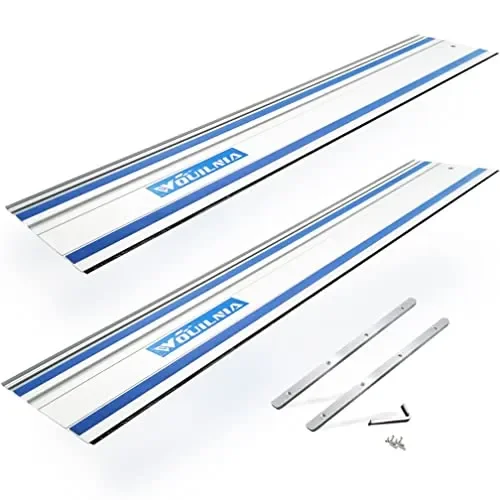 110″ Track Saw Guide Rail 194368-5 71387 Joining Set for Makita and Festool Plunge Saw, Includes 2×55″ Aluminum Extruded Guide Rails and 2 Connectors