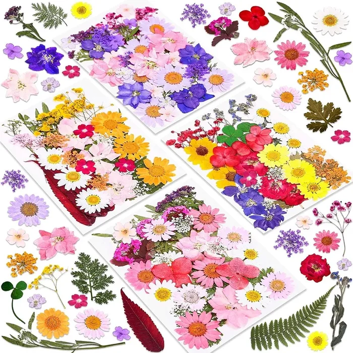 140 Pcs Dried Pressed Flowers for Resin, Real Pressed Flowers Dry Leaves Bulk Natural Herbs Kit for Scrapbooking DIY Art Crafts, Epoxy Resin Jewelry