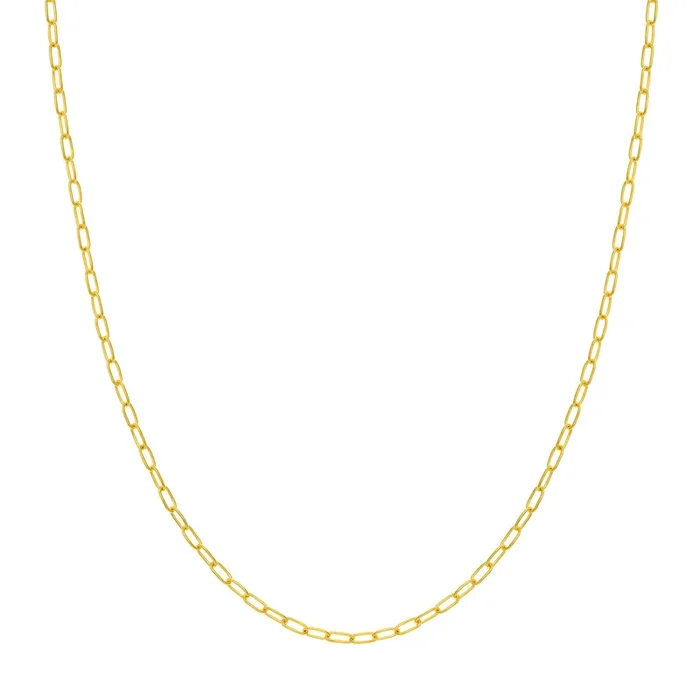 14K Yellow Gold 2.45mm Paperclip Chain Necklace