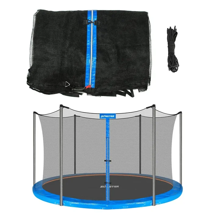 15FT Trampoline Replacement Safety Enclosure Net for 6 Straight Poles Round Frame, Breathable and Weather-Resistant with Adjustable Straps(NET ONLY)