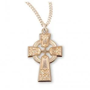 16Kt Gold Over Sterling Silver Celtic Knot Cross