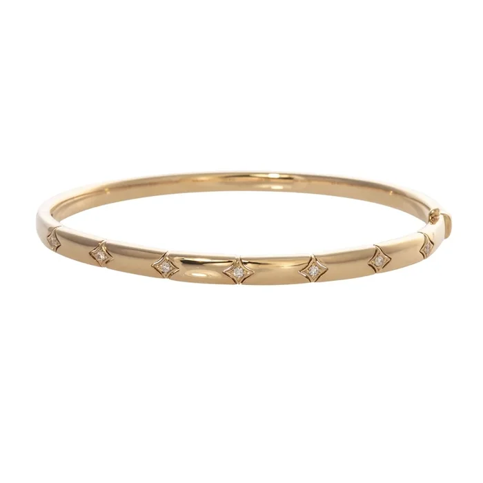 .18ctw Diamond Star 14K Yellow Gold Bangle
