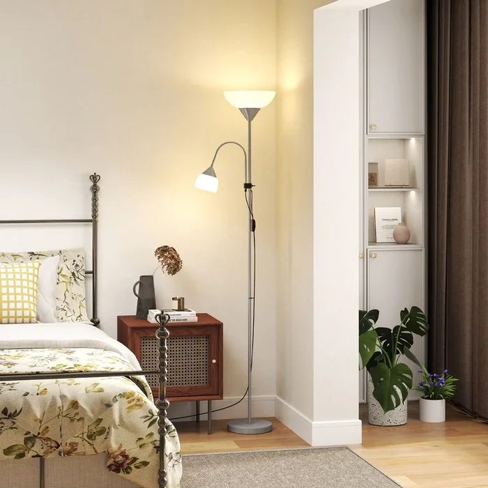 2 LED Modern Floor Lamp with Adjustable Lampshade for Living Room