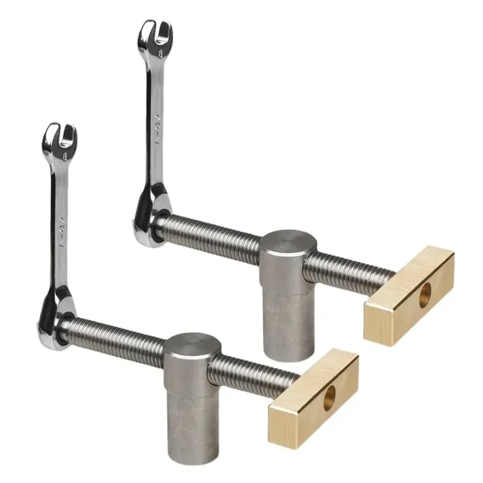 2 Pack Bench Dog Clamp 3/4 Inch Dog Hole Clamp Woodworking Adjustable Workbench Stop Stainless Steel Brass (19mm)