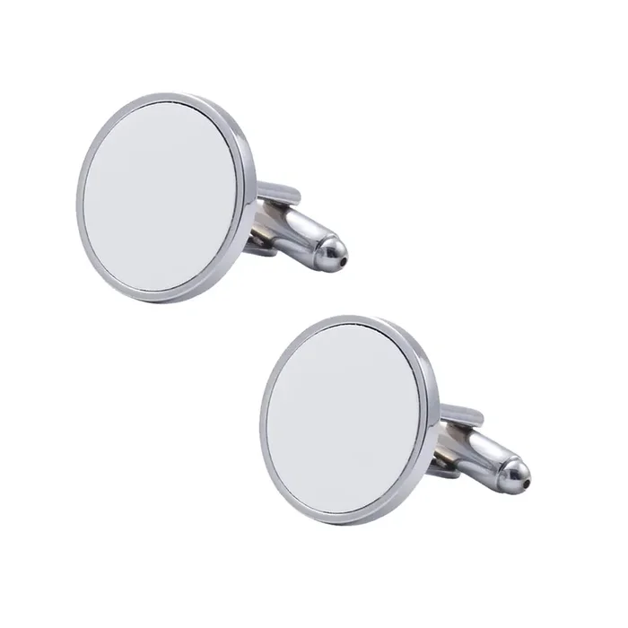 2 Pcs Metal Sublimation Cufflink Blanks Thermal Transfer Cuff Buttons Shirt Cuff Links Men’s Wedding Jewelry Accessories Round