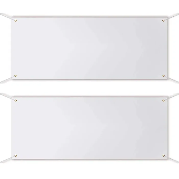 2 Pieces Large Banners Signs Polyester Oxford Cloth Sublimation Banner with Rope for Indoor Wall Outdoor Easy Hang Sign DIY Banner Sign for Business Office Supply (White,2 x 5 Feet)