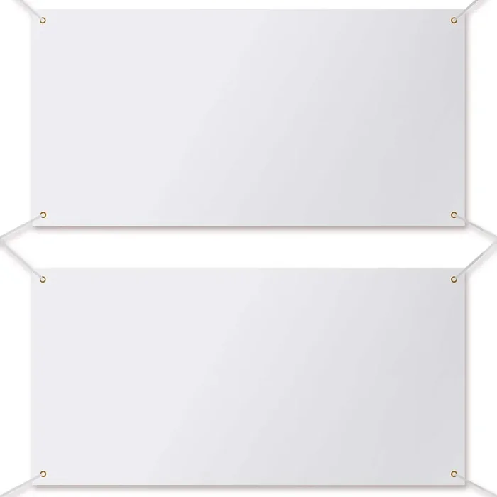 2 Pieces Large Banners Signs Polyester Oxford Cloth Sublimation Banner with Rope for Indoor Wall Outdoor Easy Hang Sign DIY Banner Sign for Business Office Supply (White,2 x 4 Feet)