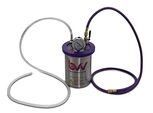 2-Quart Resin Trap and Vacuum Chamber with Patent-Pending Gasket – High-Strength 304 Stainless Steel Degassing Chamber with Glycerin-Filled Gauge & 5-Foot Vacuum Hose – Made in USA