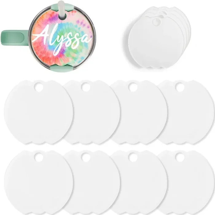 20 Pcs Sublimation Name Plate Blanks, Personalized Name Tag for Stanley 40 oz Tumblers Sublimation Topper Blank Name Tag Customized Designs for Stanley Cups (Rounded)