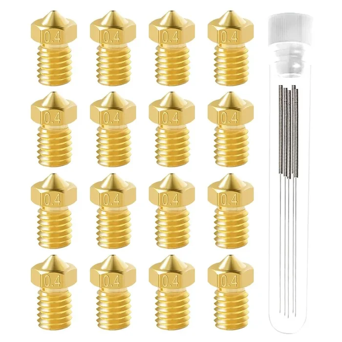 20Pcs E3d V6 Nozzles Kit, 3D Printer V6 Brass 0.4mm Nozzles, Compatible with 1.75mm Filament E3d V6 Anysub i3 Mega S X Chiron Kobra Flyear HotEnd 0.4mm J-Head Extruder Printer Accessories