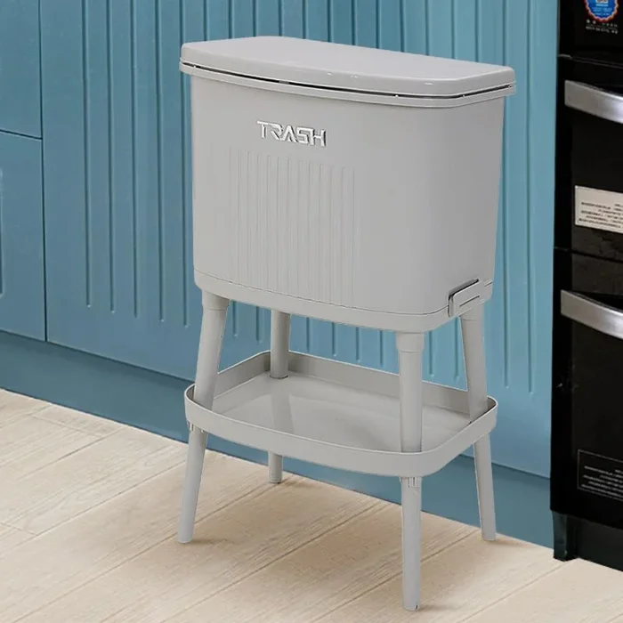 21L 2-layer Recycling Dustbin Trash Can Waste Bin with Divider Shelf