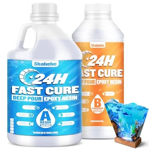24H Deep Pour Epoxy Resin 0.75 Gallon, Fast Cure Casting Resin Kit for 1-2″ Depths, Bubble Free & High-Gloss Food Safe Resin Epoxy, Heat Resistant for Charcuterie Board, Serving Trays & Resin Coasters