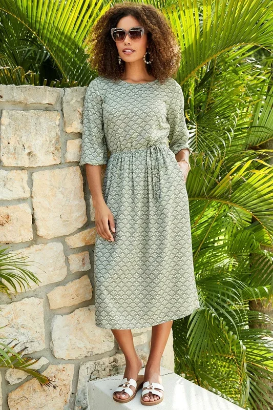 3/4 Sleeve Print Dress