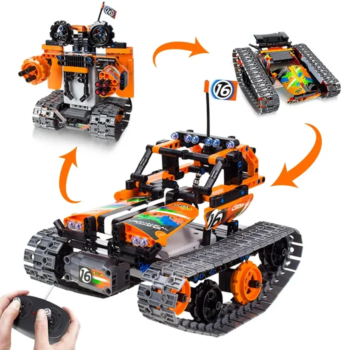 3-in-1 STEM Remote Control Building Kits – Tracked Car/Robot/Tank – 2.4Ghz Rechargeable RC Racer Toy Set Gift for 8-12 14 Year Old Boys and Girls Best Engineering Science Learning Kit for Kids 392pcs