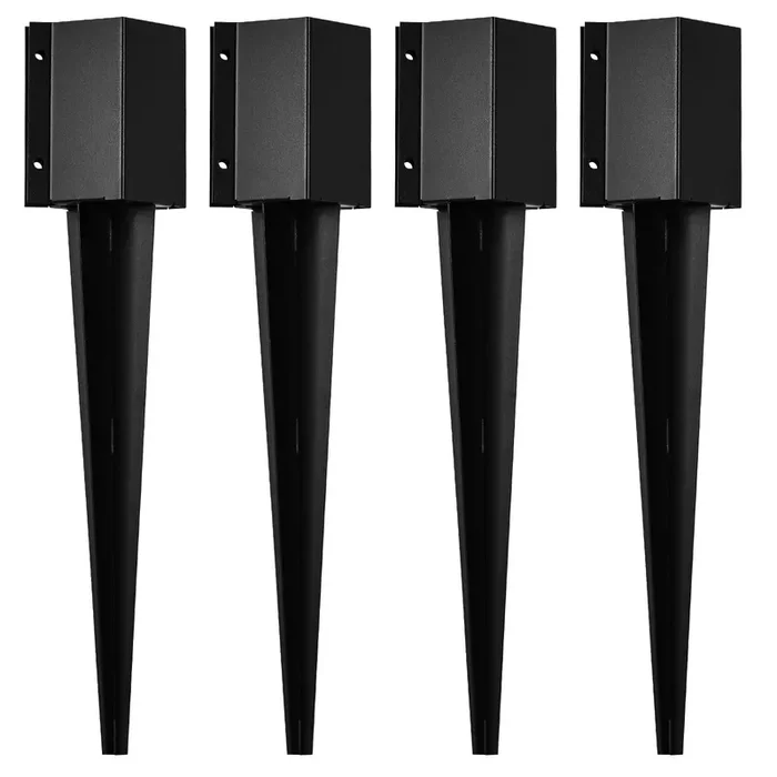 36 inch Fence Post Anchor Ground Spike, LAVANE Set of 4 Heavy Duty Metal Black Powder Coated Post Stake Support Base – Outer Dimension: 4″x4″ (Fit 3.5″x3.5″ Mailbox or Fence Post)