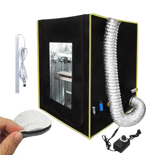 3D Printer Enclosure with 3-Layers Filter Adjustable Speed Ventilation Fan Fireproof Constant Temperature Dustproof Tent Cover Compatible with Ender 3 V2/ Pro/Ender 3 S1 / Ender 3 V2 Neo/Ender 5 S1