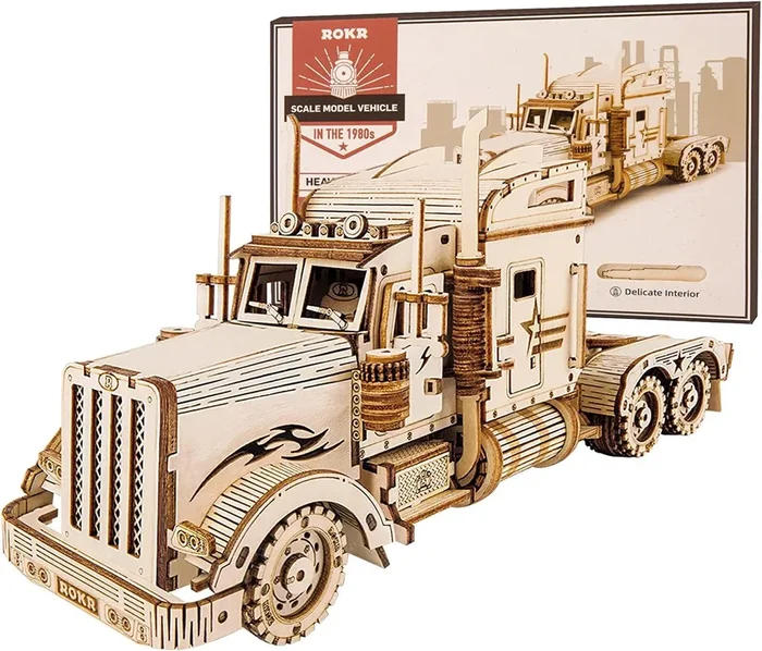 3D Wooden Heavy Truck Puzzle for Adults – Mechanical Model Building Kit
