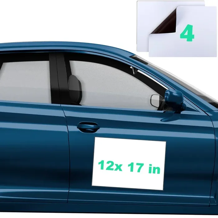4 Pack Size 12” x17” Blank Magnets, Personalized Car Magnet for Business or Personal, 50 Mil /0.04″ Thickness Magnetic Signs for Vehicles to Cover Company Logo, Prevent Car Scratches & Dents