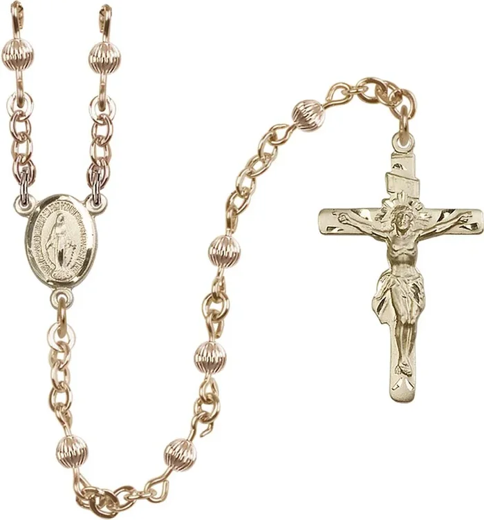 4mm Gold Filled Corrugated Rosary