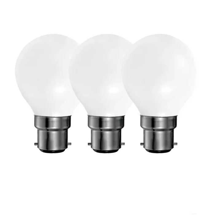 5 Watts B22 BC Bayonet LED Light Bulb Opal Golf Ball Warm White Dimmable, Pack of 3