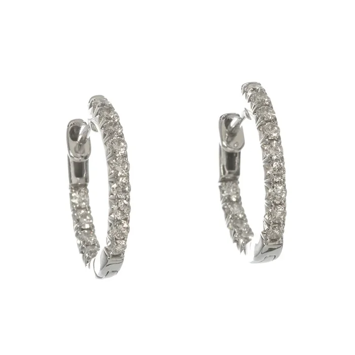 .50ctw Diamond 14K White Gold Small Hoop Earrings