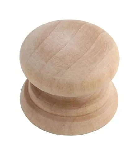 6PCS – Silverline Round Unfinished Wood Cabinet Knobs Pulls for Drawer Furniture Wardrobe Cupboard Kitchen Bathroom, Height 1-1/4″