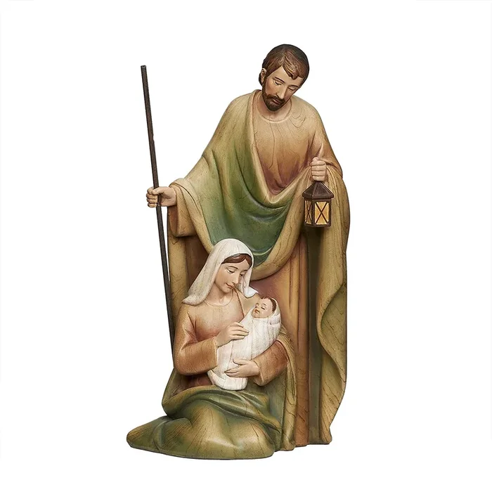 8.5″H Stained Wood Holy Family Figurine