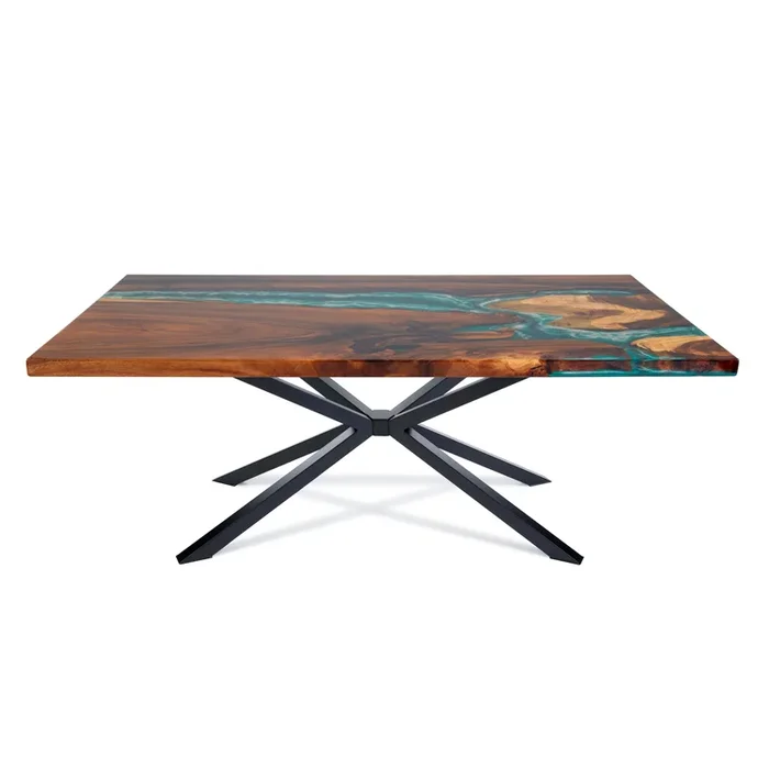 8 ft Resin Table Blue Ocean Style Resin Epoxy River Table With Spider-shaped Legs