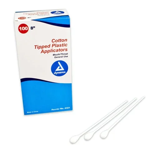 8 Inch Cotton Tipped Applicators for Mouth & Throat – 100 Count, Non-Sterile