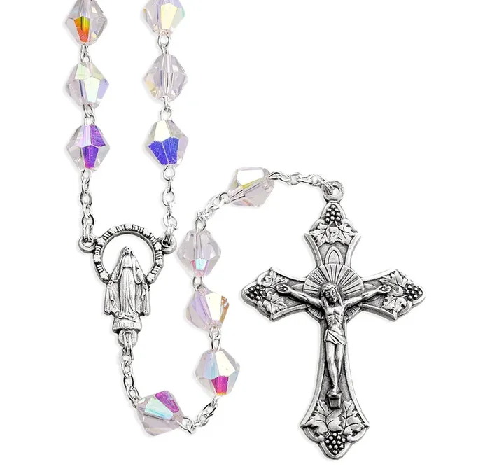 8mm Crystal Aurora Borealis Bead Rosary