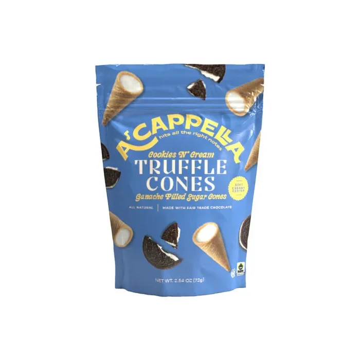 A’cappella Truffle Cones – Handmade Fair Trade Chocolate Treats – Pack Of 6-2.54 Oz