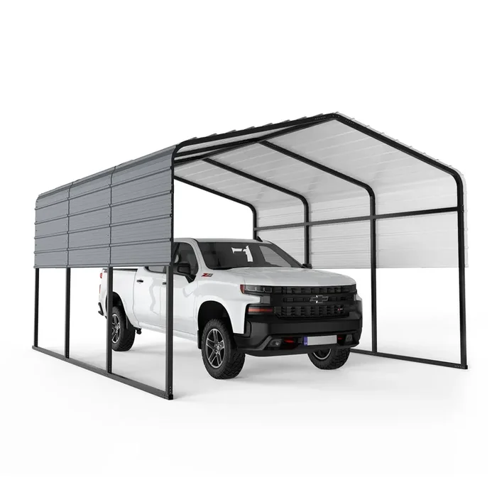 ACONEE Carport 13 x 16 FT, Heavy Duty Metal Carport with Galvanized Steel Roof, Garage Car Shelter Shade, Outdoor Metal Carport Canopy, Bolts for Car, Trucks, Boats, Multi-Purpose Carport, Grey