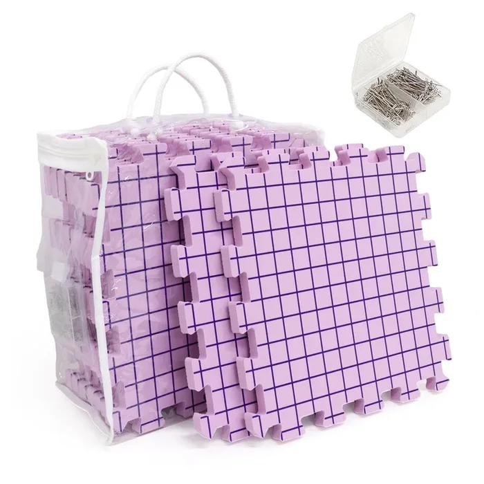 Adnkwolivt Blocking Mats for Knitting & Crochet Projects 9 Pack, Blocking Board for Crocheting Knitting Blocking Mats and Pins, 150 T-Pins and Storage Bag