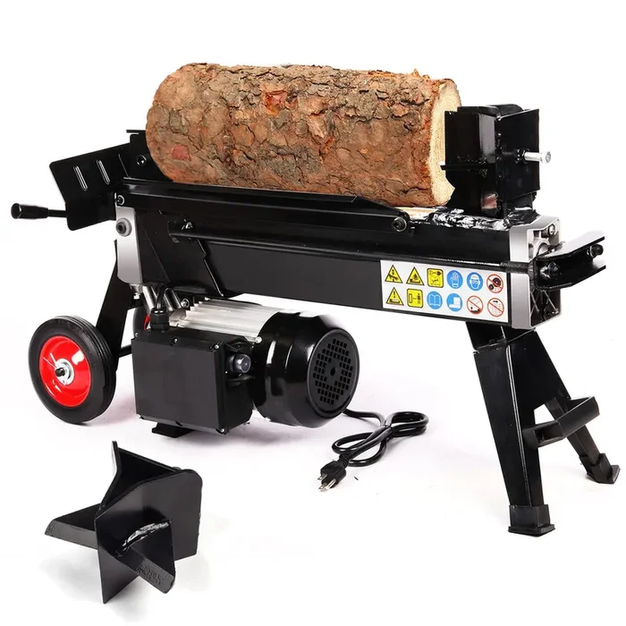 AESRAOU Electric Log Splitter 5 Ton Wood Splitter Hydraulic Ram Electric Firewood Splitter with Steel Wedges