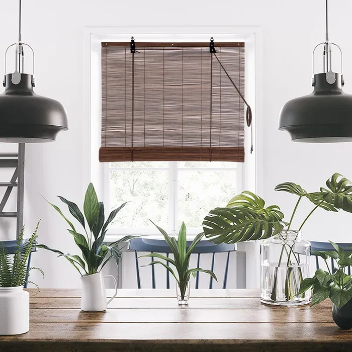 Alimoo Natural Bamboo Roll-Up Blinds – Light Filtering Shades for Indoor & Outdoor Use, 32″ W x 72″ L