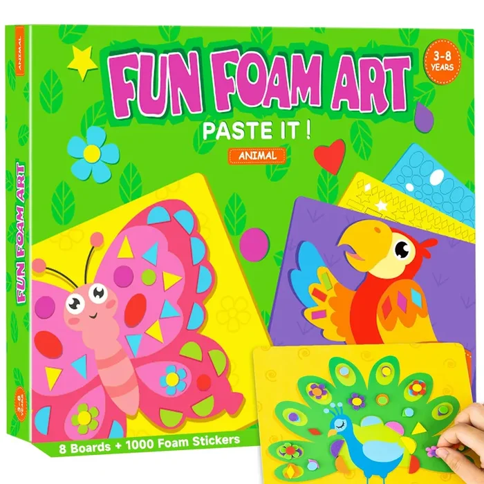 AluAbi Foam Stickers Art Craft Activity for Kids, No Mess Fun 3D Foam Sticker,DIY Felt Craft Kits, Creative Educational Learning Toy,Travel Game Gifts for Boys & Girls Ages 3 4 5 6 7 8 (Animal)