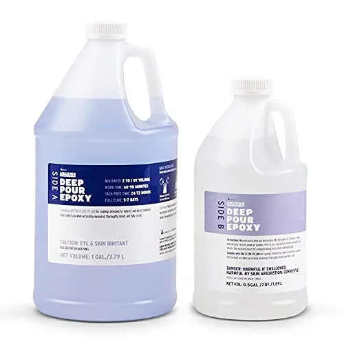 Alumilite Amazing Deep Pour Epoxy [1 gal A + 0.5 gal B(1.5 gallon) 2 Part Kit] 2 inches Thick High-Gloss & Crystal Clear Liquid Glass for Casting