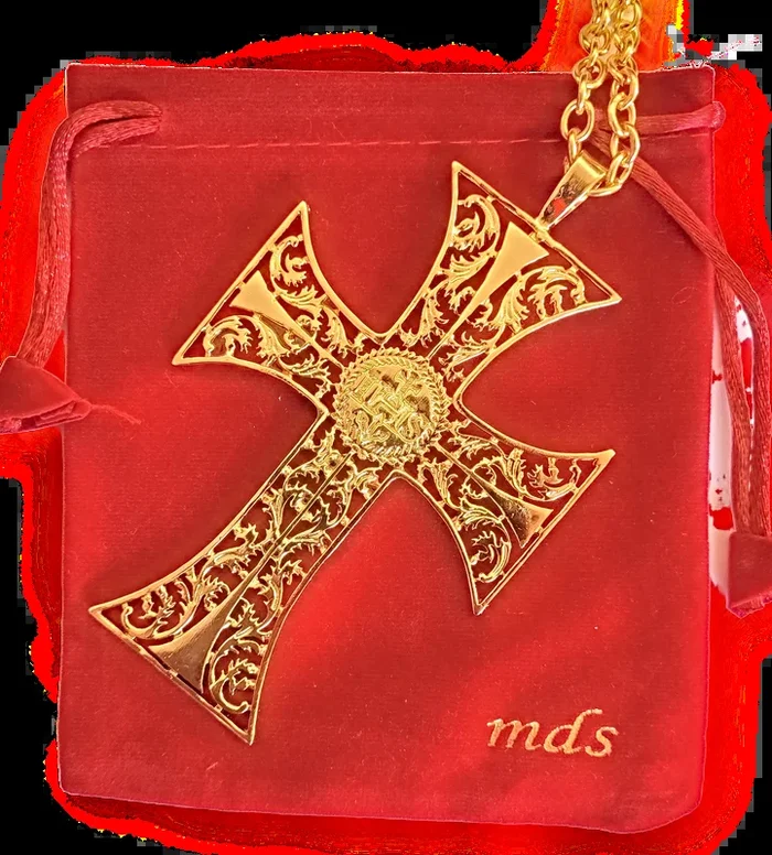 Antique IHS Pectoral Cross with 31″ Chain and Locket