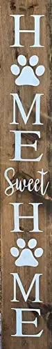 Aperiy Front porch sign of sweet house, porch decoration, paw print sign vertical wooden sign front porch vertical wooden sign home decoration 16×4 inches, 16×4 Wood Sign
