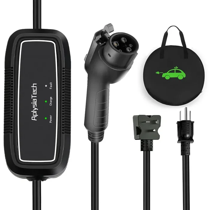AplysiaTech Level 1+2 EV Charger, 16Amp 110-240V, Portable SAE J1772 Electric Car Charger, Plug-in EV Charging Station for Home,21 Ft Level 2 Charger Cable NEMA 6-20Plug(Tesla Need Adapter)
