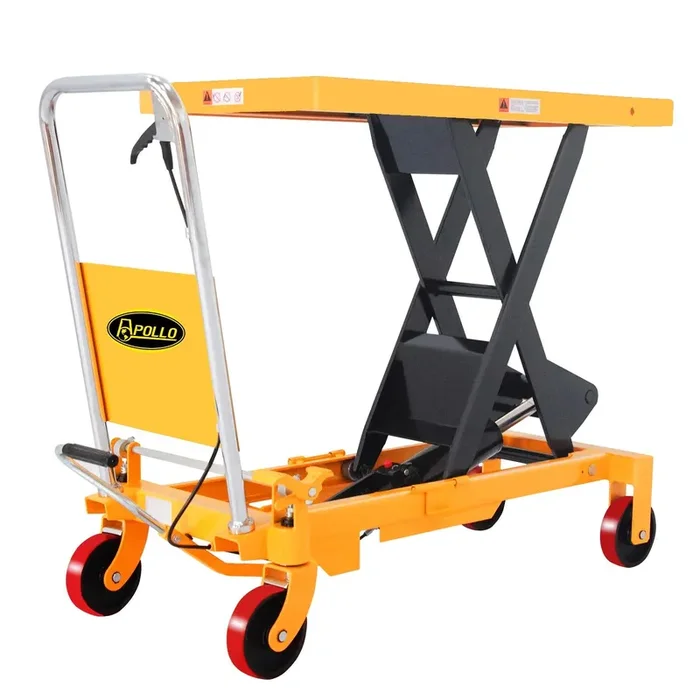APOLLOLIFT Hydraulic Lift Table, 1760lbs Capacity 39.5″ Lifting Height, Single Scissor Lift Table Cart with 4 Wheels and Safety Back Guard for Material Handling and Transportation