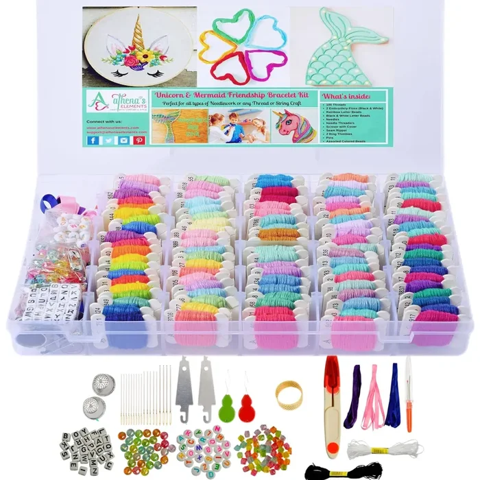 Athena’s Elements Embroidery Floss – 276pcs Embroidery Thread and Accessories – Colors are Labeled with Std Codes – Perfect Thread for Cross Stitch, Hand Embroidery