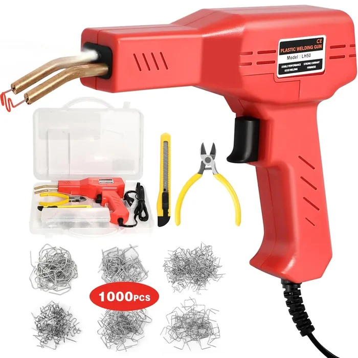ATOLS Plastic Welder, 1000PCS Staples, Plastic Welding Kit, Hot Stapler Kit, Plastic Welder Gun Kit, Car Bumper Repair Kit, Plastic Repair Kit (Corded, Red)