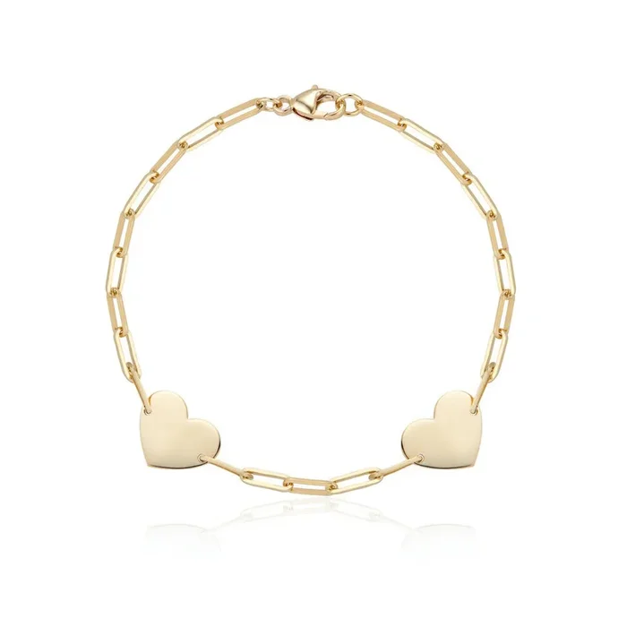 Aurelia Demark 18K Gold Delicate Two Hearts Bracelet