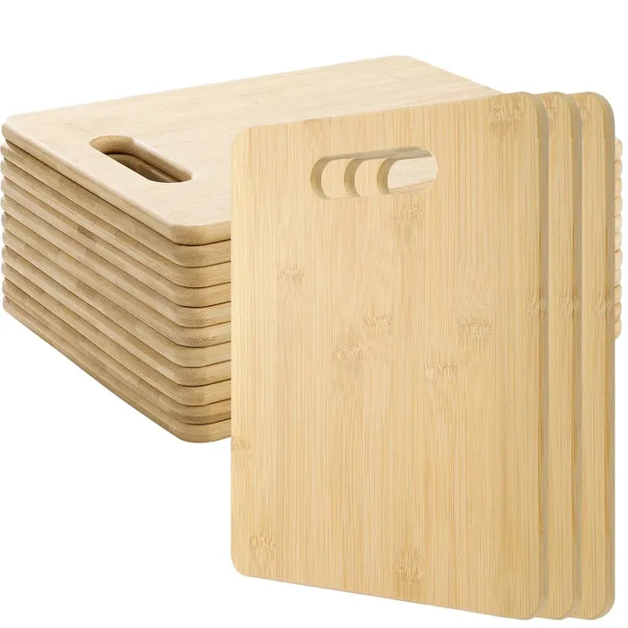 Bamboo Cutting Board Set of 12 Wood Chopping Boards with Handle Thick Cutting Board Kitchen and Dining Bulk Plain Bamboo Cutting Board for Engraving
