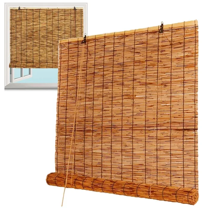 Bamboo Roll Up Blind Sunshades For Patio Indoor/outdoor Porch Privacy Blinds 20″ 26″ 30″ 32″ 36″ 40″ 46″ 48″ 52″ 54″ 60″ 72″ 76″ Wide Light Filtering Roller Blinds Window Shades Cordless(76”W x 72”H